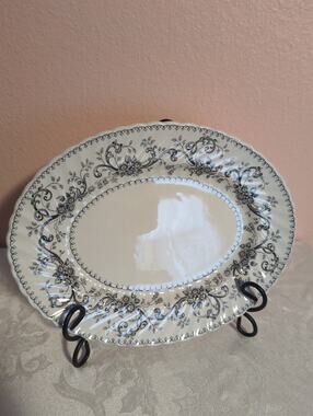 Vintage Wood & Sons England Regency Black Transferware31 Pc Dinnerware Set for 6